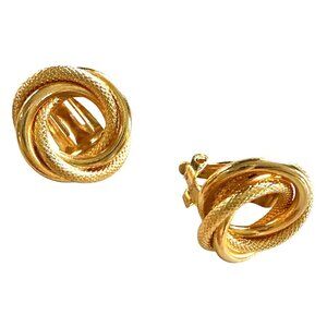 Vintage Gold-Tone Knot Clip-On Earrings MCM Estate Jewelry Find Pat Pending